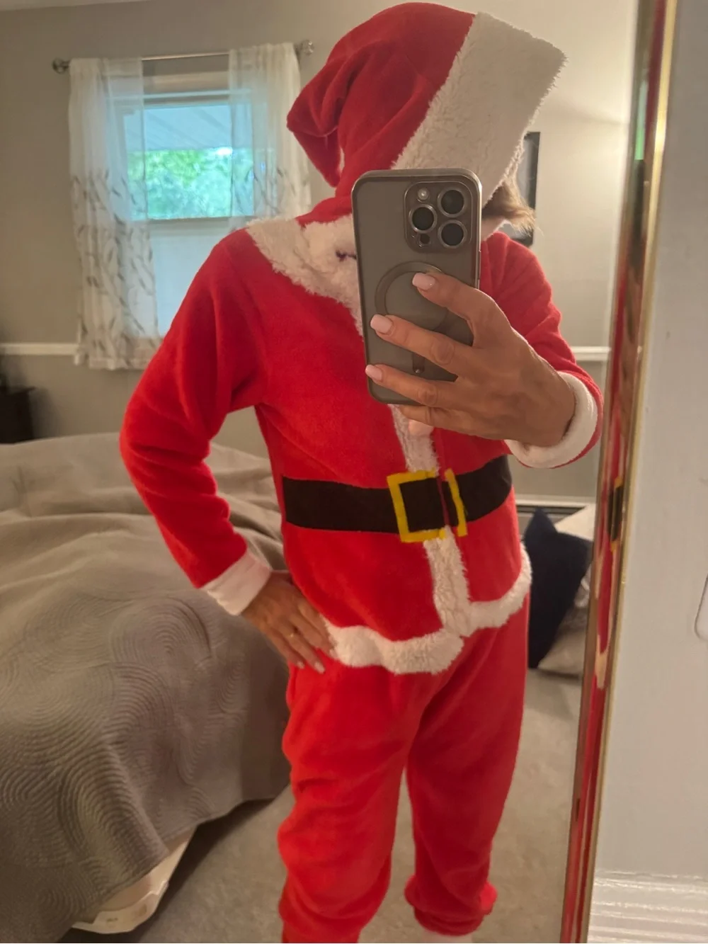 Francesca's Red Santa Hooded Onesie
